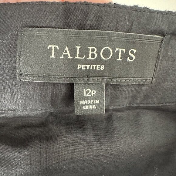 Talbots Skirt Black Eyelet Scalloped Hem Pleated Size 12P Cotton Knee Length - Picture 3 of 8